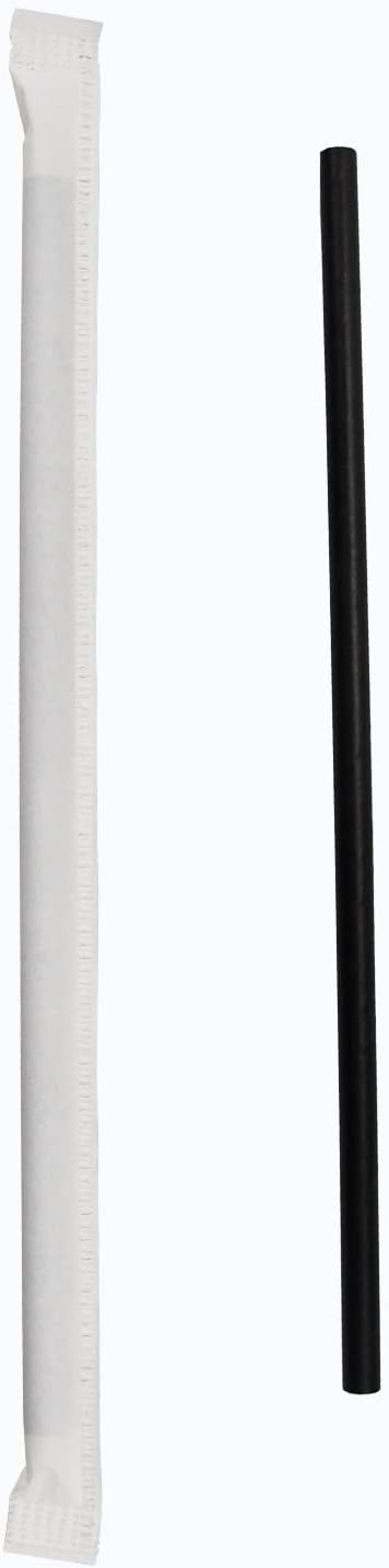 Black Paper Straws 1000 Count - 7.75" x 0.24", 100% Biodegradable & Compostable, Disposable Drinking Straws Bulk - Cocktail, Bars, Restaurants