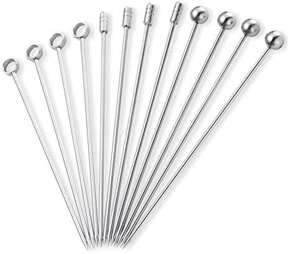 50 Pieces Stainless Steel Cocktail Picks Metal Martini Picks 4.3 inch