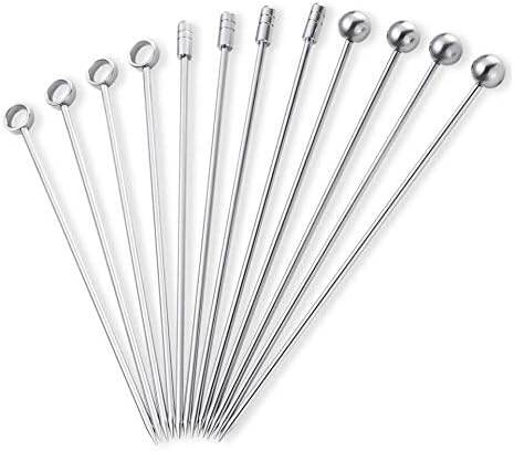50 Pieces Stainless Steel Cocktail Picks Metal Martini Picks 4.3 inch