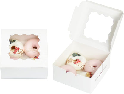 Bakepacker Brown 30-Packs Bakery Boxes with Window 6x6x3 inches Thick & Sturdy Macaroon Pastry Boxes Cookie Boxes for Bakerys
