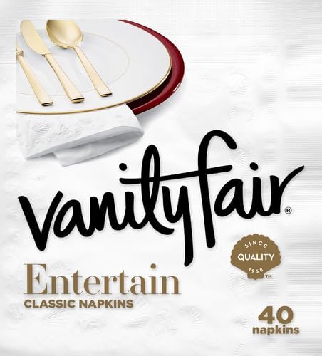 Vanity Fair Entertain Paper Napkins, 40 Count, Disposable Napkins Made For Entertaining And Events