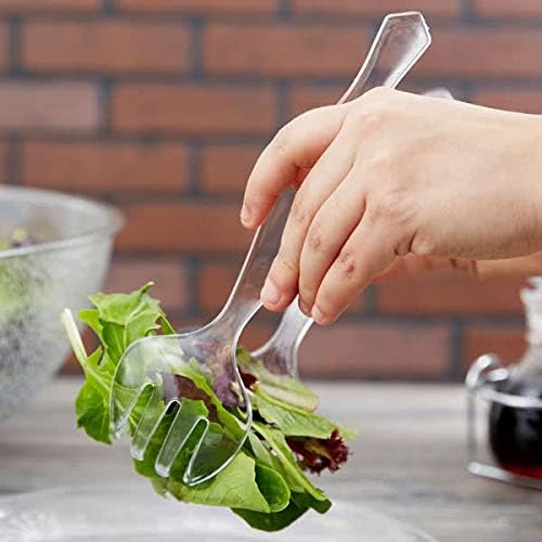 Fit Meal Prep [30 Pack] 10 x 8.5" Spoons, 10 x 8.5" Forks, 10 x 9" Tongs Combo, Clear Disposable Plastic Serving Utensils Set, Heavy Duty Catering Supplies, Wedding, Birthday Party, Buffet