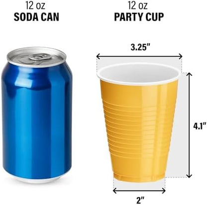 DecorRack 20 Party Cups 12 oz Disposable Plastic Cups for Birthday Party Bachelorette Camping Indoor Outdoor Events Beverage Drinking Cups (Black, 20)