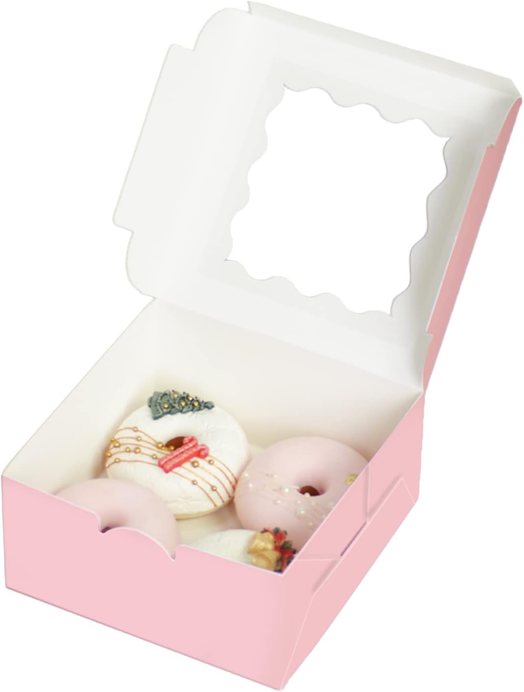 Bakepacker Brown 30-Packs Bakery Boxes with Window 6x6x3 inches Thick & Sturdy Macaroon Pastry Boxes Cookie Boxes for Bakerys