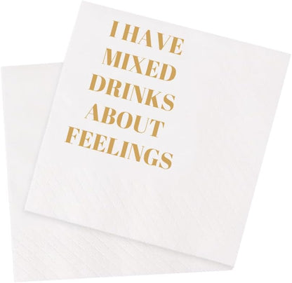 Funny Cocktail Napkins 100Pcs Funny Quotes Saying Disposable Paper Party Napkins 4.5 x 4.5 Two-ply (I Feel Sorry For People Who Don’t Know Us Napkins)