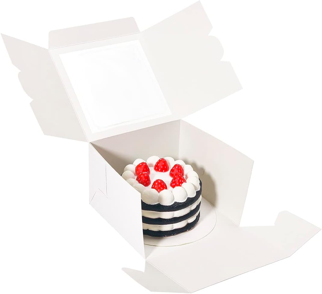 Cookie Boxes with Window 4.5x4.5x3 Inch-50 Pack,White Bakery Boxes,Mini Treat Boxes for Mini Bundt Cake and Individual Cheesecakes