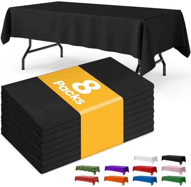Niuara White Plastic Table Cloth - 4 Pack 54" × 108" Rectangle Disposable Tablecloths for 6FT Tables, Table Cover for Party, Holiday & Gathering Use