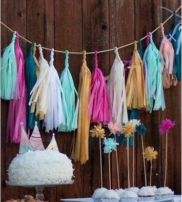 9.8in Blue Tissue Paper Tassel DIY Hanging paper decorations Party Garland Decor for Party Decorations Wedding,Festival,Baby Shower Decoration 20PCS25cm