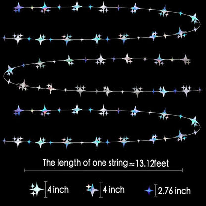 Glitter Gold Four-Angle Star Paper Garland Banner Décor 40 Feet Gold Twinkle Star Hanging Bunting Banner Backdrop for Wedding Baby Shower Birthday Graduation Disco Party Decorations