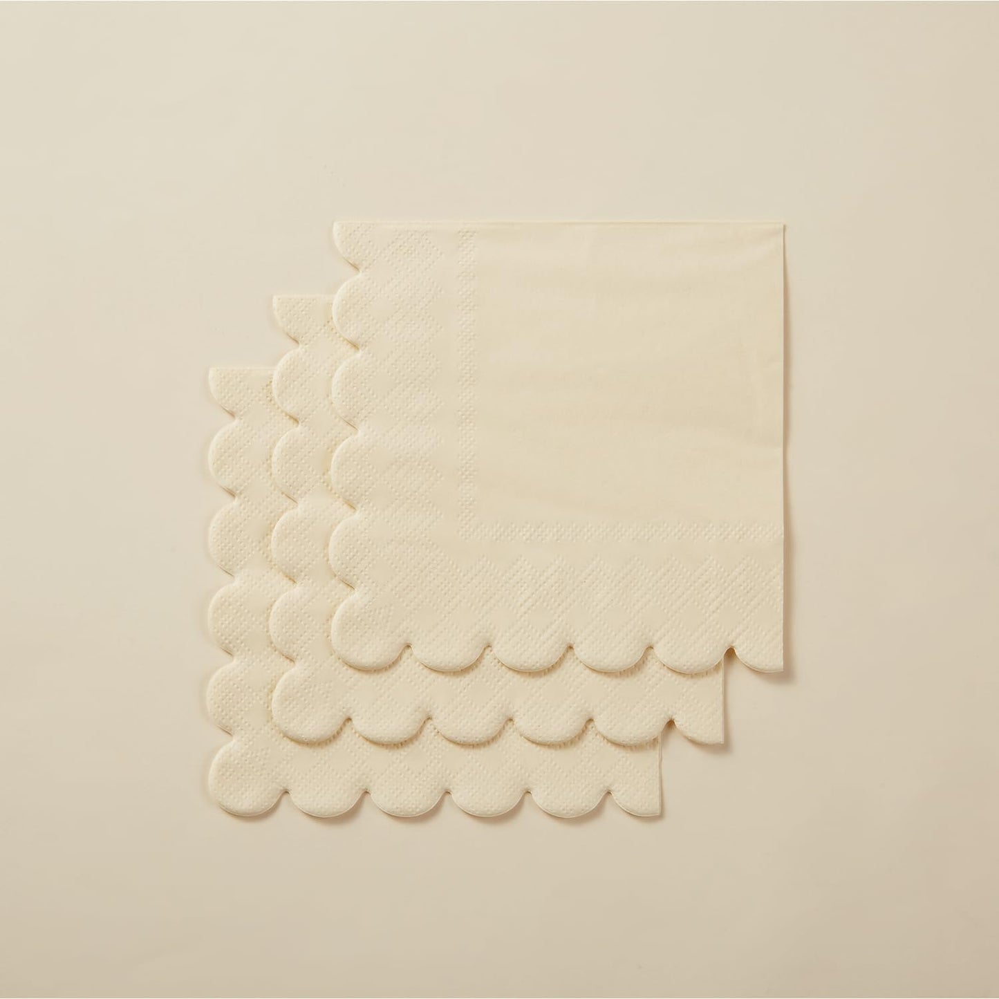 100 Pack Cocktail Napkin 2-Ply Scalloped Edged Dessert Napkins Folded 5 x 5 Inches Disposable Napkins for Dinner Wedding Birthday Party Bridal Anniversary Reception Event (Pink)