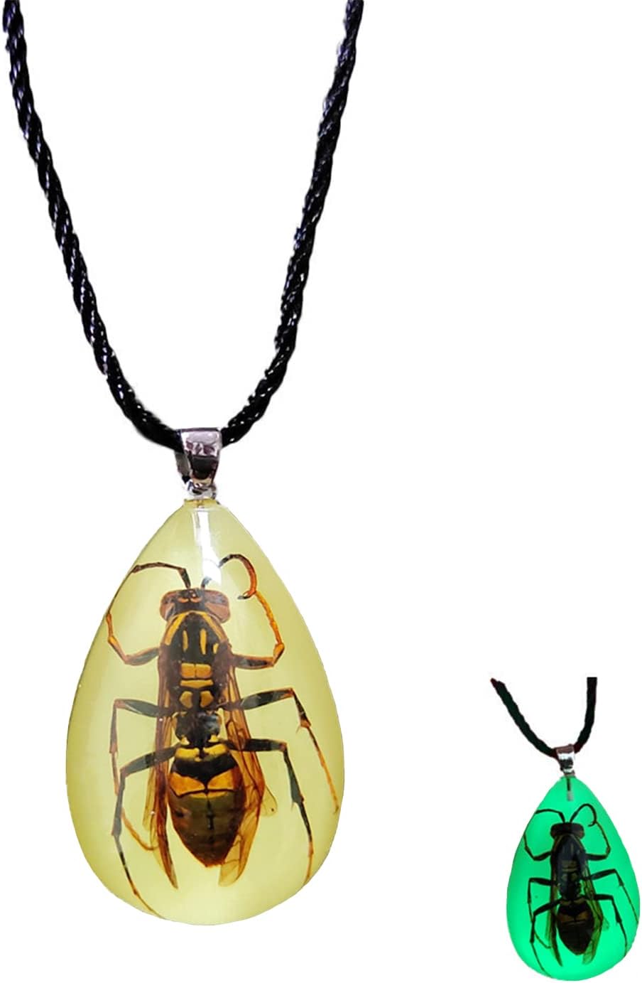 Glow in the Dark Necklace Black Scorpion Amber Resin Adjustable Necklace Pendent with Insect Sample Inside Birthday Gift for Lover Friends