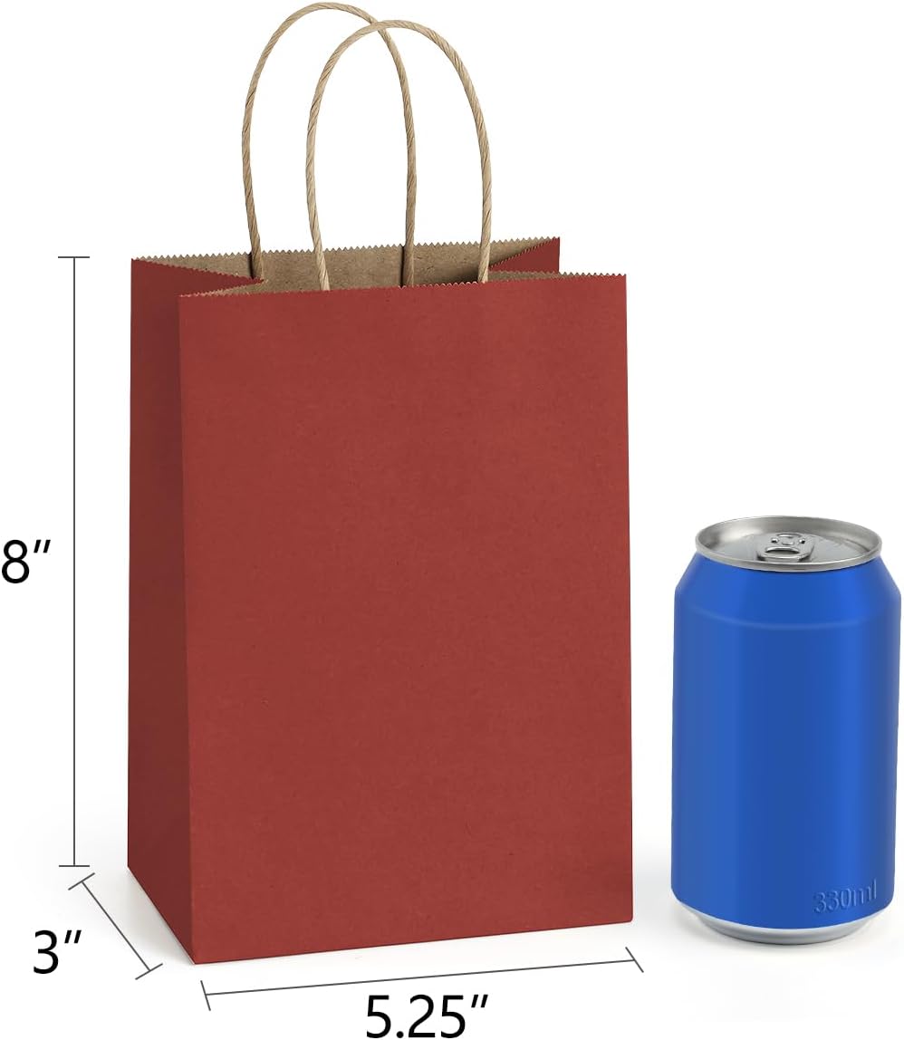 BagDream Kraft Paper Bags 25Pcs 5.25x3x8 Inches Small Paper Gift Bags with Handles Bulk for Party Favor, Retail, Merchandise, Black Gift Sacks