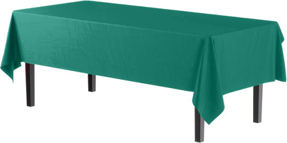 12-Pack Premium Plastic Tablecloth 54in. x 108in. Rectangle Table Cover - Dark Blue - Colors A