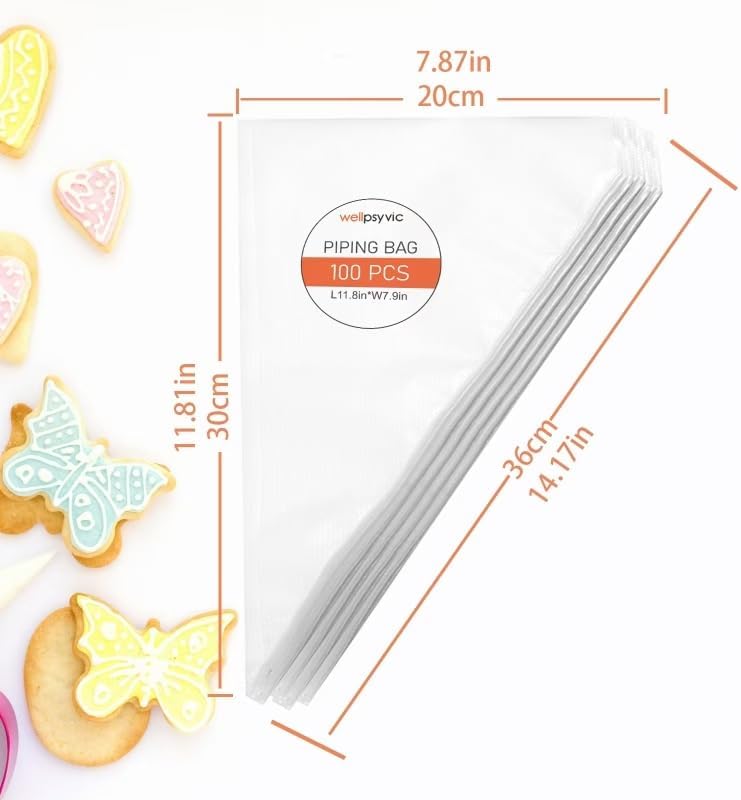 Piping Bags, 50pcs 12 Inch Anti Burst Disposable Cake Decorating Bags,Non-Slip Pastry Bags-Ideal for Cakes,Cream Frosting and Cookie Decorating