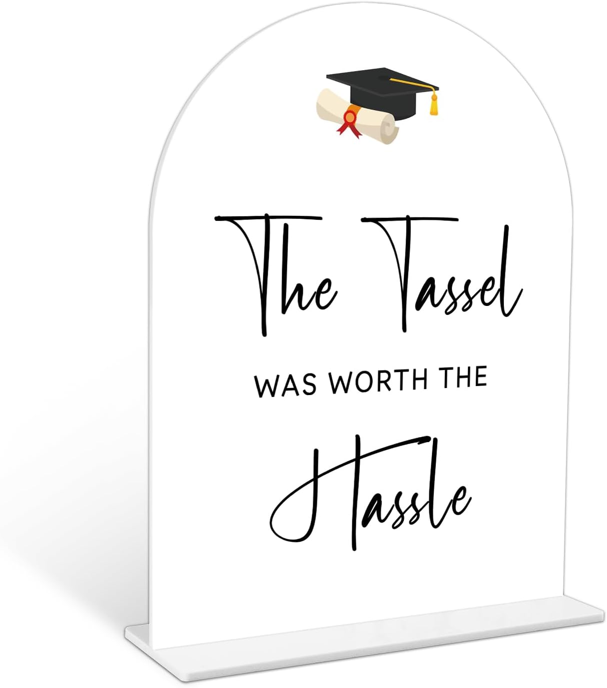 Graduation Guestbook Sign, 6 x 8 Inch White Arch Acrylic Grad Party Sign with Holder, Graduation Party Sign for Class of 2026, Grad Decor, High School College Party Supplies - DL02