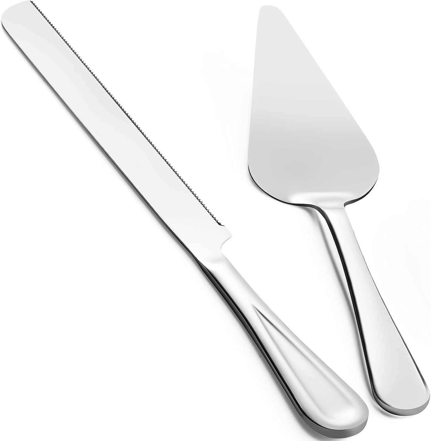 13-Inch Premium Cake Cutting Set for wedding，Exquisite Cake Knife and Server Set with Serrated Design, Ideal for Pastries, Pies, and Desserts (Silver)