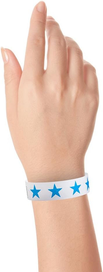 500 WristCo Red Stars Tyvek Wristbands for Events - Comfortable Tear Resistant Paper Bracelets ID Wrist Bands for Concerts Festivals Admission Party Identification Tours