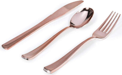 Gold Plastic Silverware Set (160 Bulk Pack) Disposable Cutlery Utensils, 80 Gold Forks, 40 Gold Knives, 40 Gold Spoons, Heavy Duty Flatware For Holidays, Parties, Dinners, Weddings, and Occasions