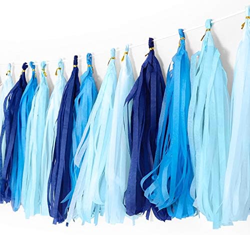 9.8in Blue Tissue Paper Tassel DIY Hanging paper decorations Party Garland Decor for Party Decorations Wedding,Festival,Baby Shower Decoration 20PCS25cm