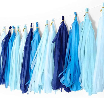 9.8in Blue Tissue Paper Tassel DIY Hanging paper decorations Party Garland Decor for Party Decorations Wedding,Festival,Baby Shower Decoration 20PCS25cm