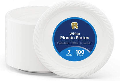 R-kay Plastic Bowls - 100 Count Microwavable Disposable Bowls - Strong Heavy Duty And Sturdy White Plastic Bowls Disposable (12 OZ, 100)