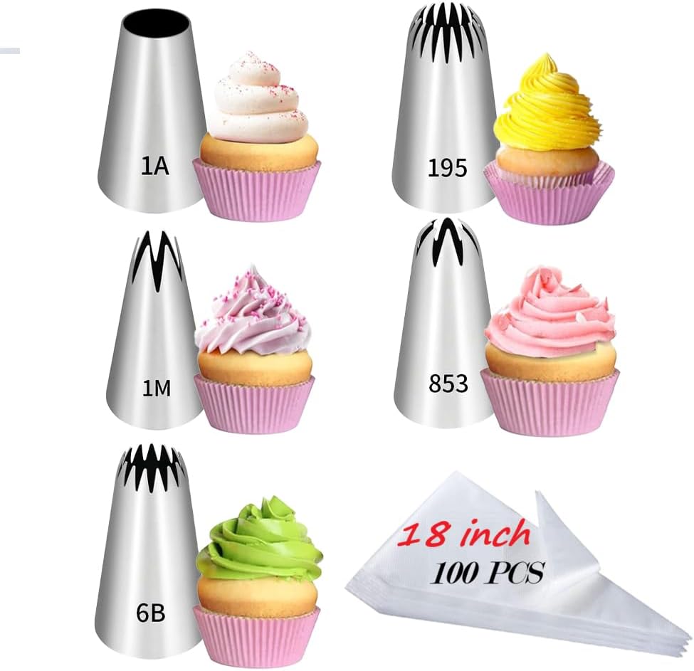 24 Inch Disposable Large Piping Bags,100 PACK Extra Large Thick Pastry Bags with 6 Bag Ties, Thickened Icing Bags,Cake Decorating Bags,Frosting Bags for Cake Decorating Cream Frosting