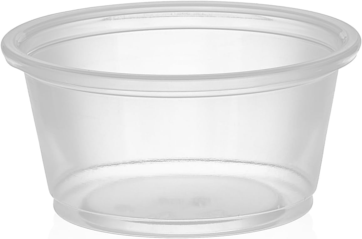 2oz Crystal Jello Shot Cups with Lids 100 Set, Leakproof & Freezer Safe Small Meal Prep Plastic Portion Cups for Salad Dessert Condiment Sauce Souffle, Food Storage Cups for Lunch Party Trips