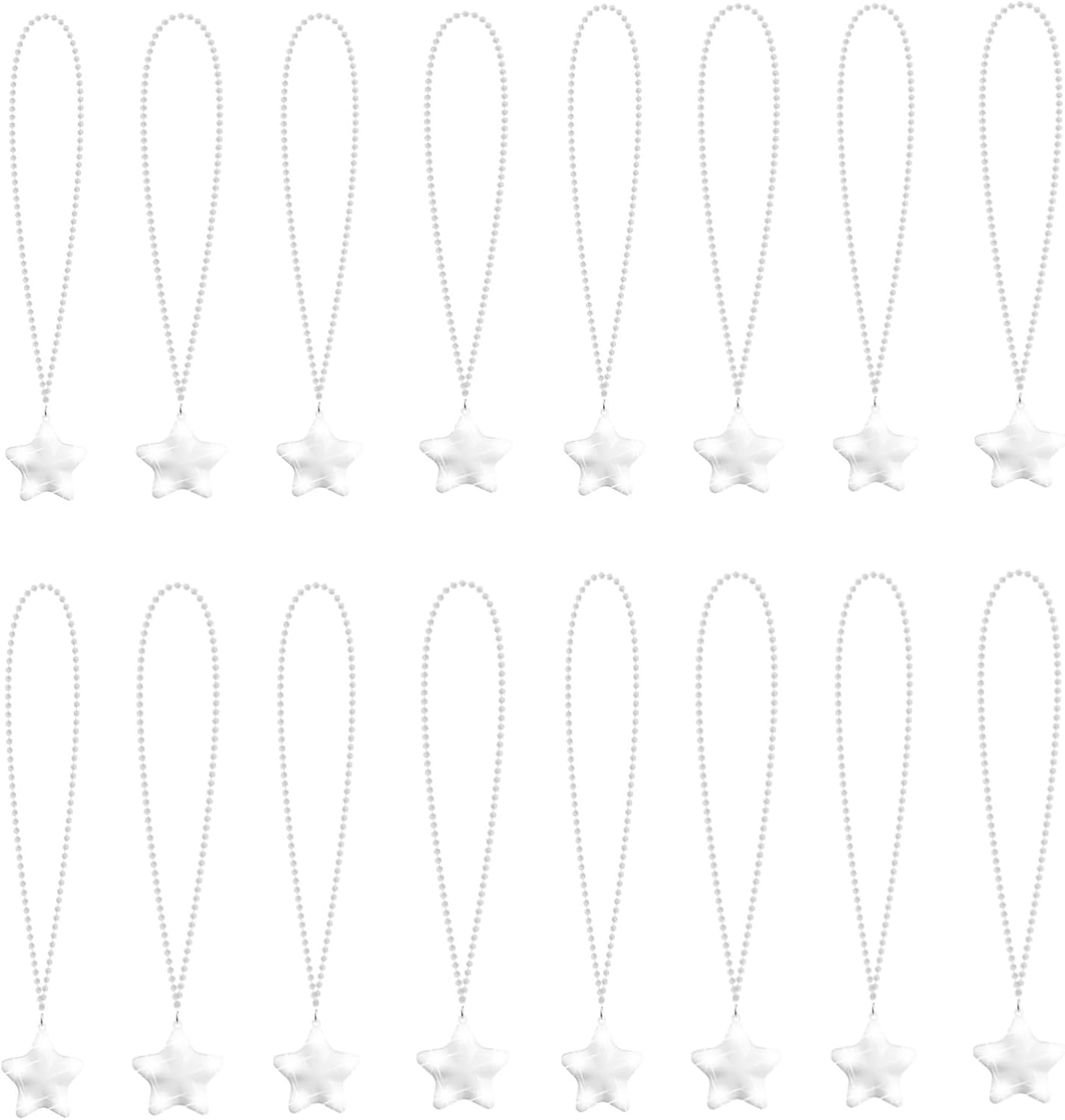 16 Pack Light Up Necklaces Flashing Star Bead Necklaces Glow In The Dark Party Supplies for Weddings Birthday Valentines Mardi Gras July 4th Halloween Christmas
