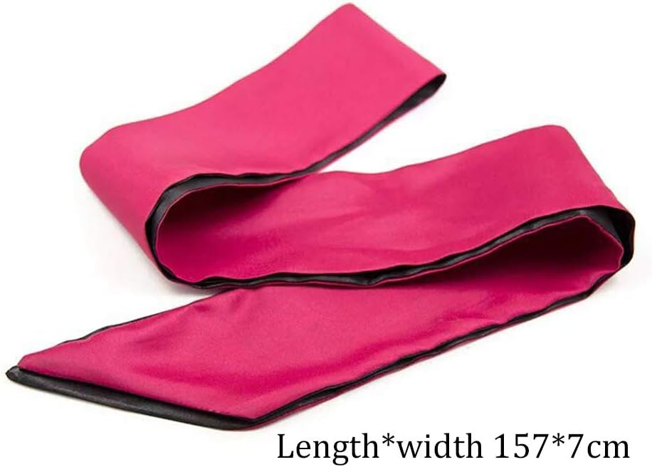 2Pcs Satin Eye Mask Sleep Mask, Adjustable Blindfold Soft Satin Eye Covers Gift for Travel, Nap, Meditation,157cm/62inch (Black+Pink)