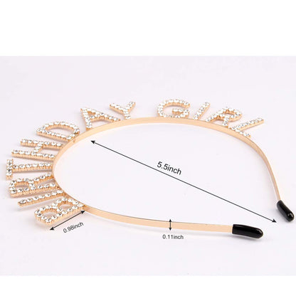 AOPRIE Birthday Girl Crown for Women with Sash Rose Gold Tiara for Women Headband Princess Crown Rhinestone Happy Birthday Accessories
