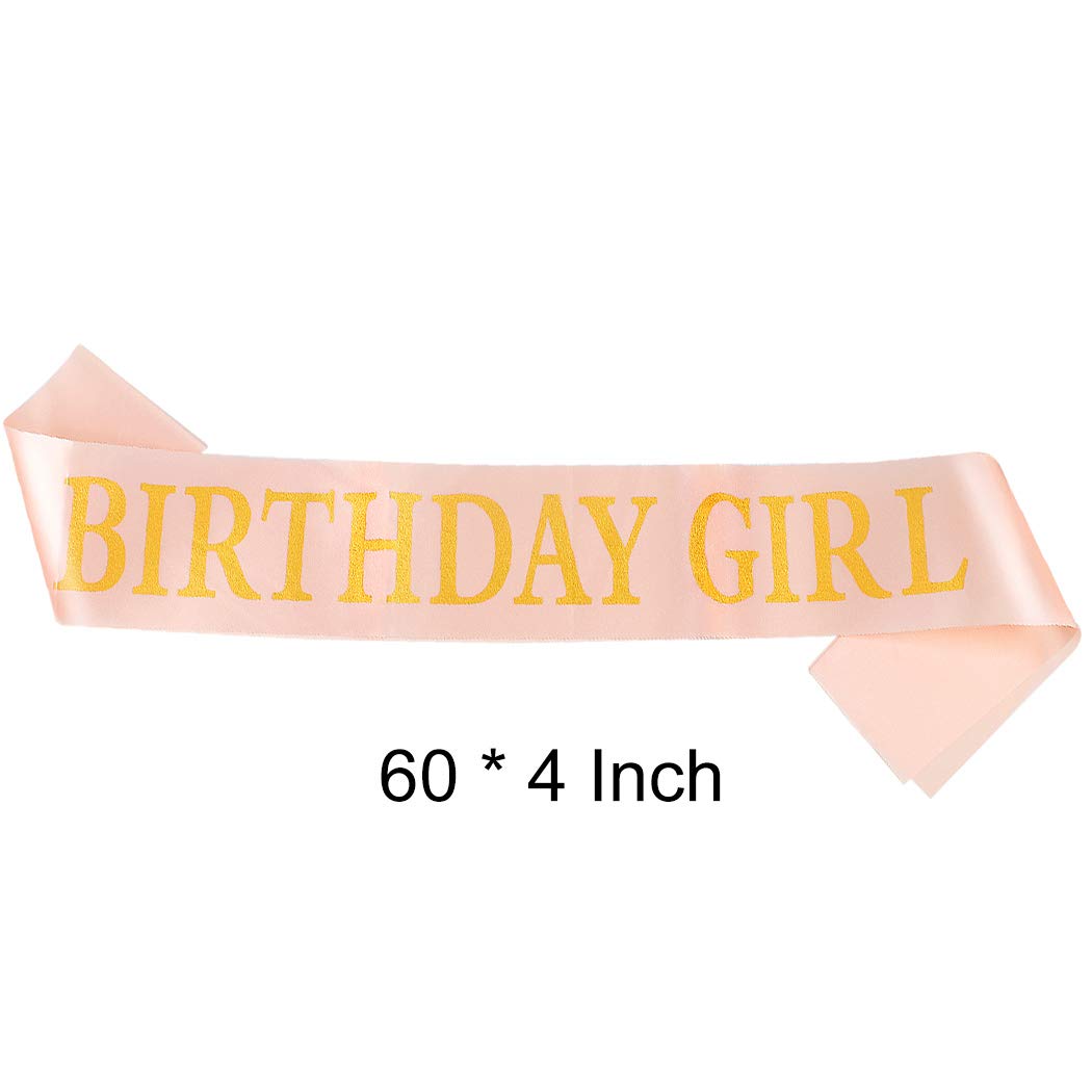 AOPRIE Birthday Girl Crown for Women with Sash Rose Gold Tiara for Women Headband Princess Crown Rhinestone Happy Birthday Accessories