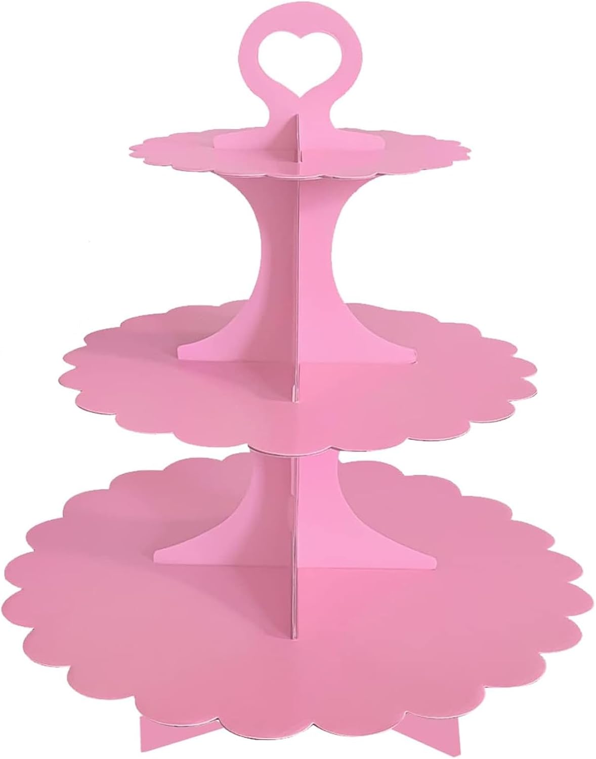 White Cupcake Stand Tower, 3-Tier Cardboard Dessert Display with Heart Handle,Perfect for Birthday Baby Shower Wedding Tea Party Graduation, Easy 60-Second Assembly, Holds 12+Cupcakes (1-Pack)