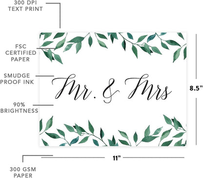 Andaz Press Wedding Party Signs, Natural Greenery Green Leaves, 8.5x11-inch, Bridal Shower Scavenger Hunt, 1-Pack - Colors B