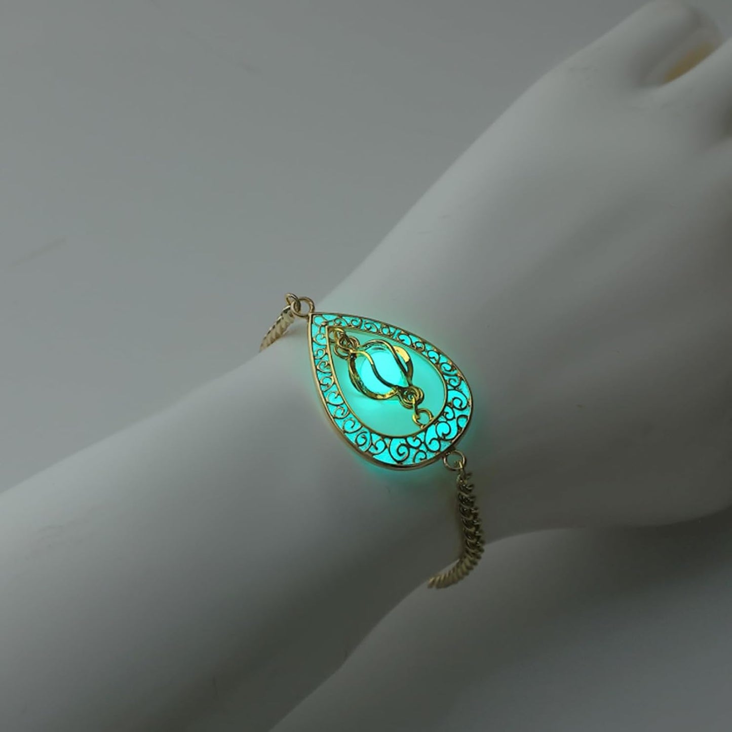EEQQBZ Glow in The Dark Silver Teardrop shape bracelets,Fantasy Glowing Jewelry bracelets
