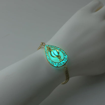 EEQQBZ Glow in The Dark Silver Teardrop shape bracelets,Fantasy Glowing Jewelry bracelets