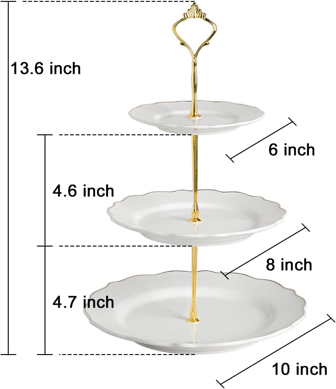 Sweejar 3 Tier Ceramic Cake Stand Wedding, Dessert Cupcake Stand for Tea Party Serving Platter (White)