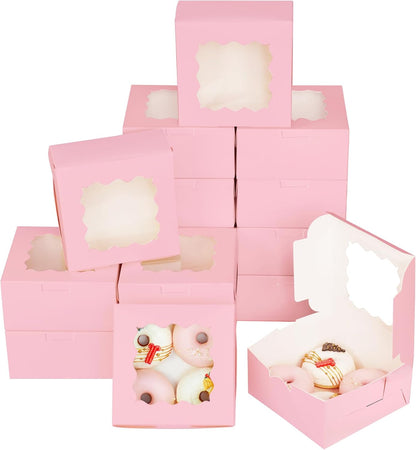 Bakepacker Brown 30-Packs Bakery Boxes with Window 6x6x3 inches Thick & Sturdy Macaroon Pastry Boxes Cookie Boxes for Bakerys