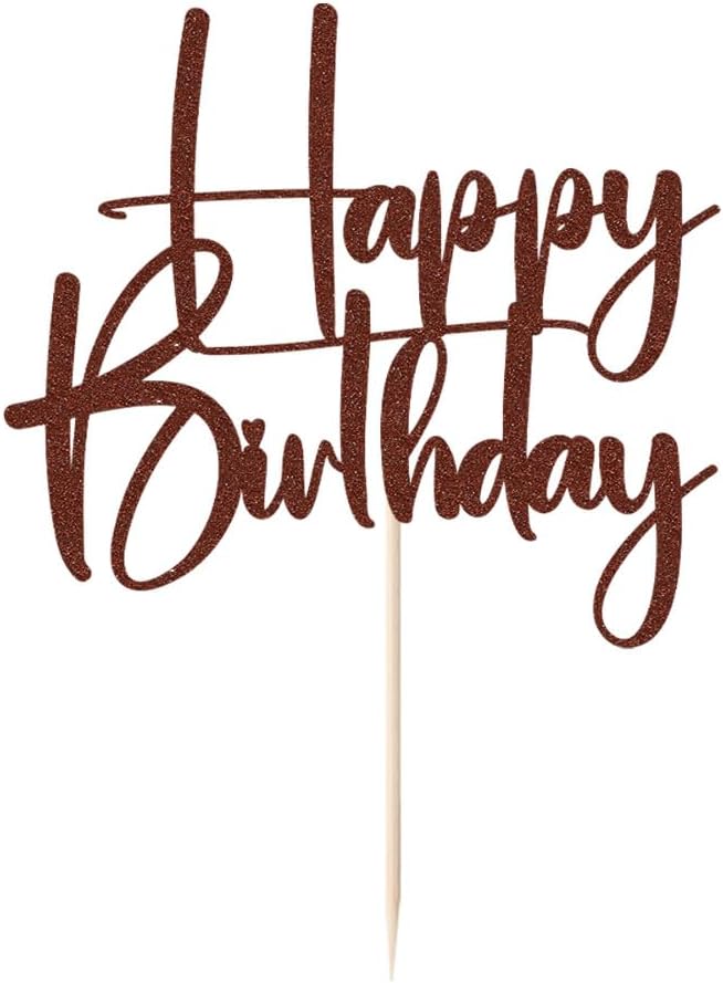 Happy Birthday Cake Topper,black Glitter Cake Pick Bunting Decor for Anniversary Birthday Party Cake Decorations Supplies