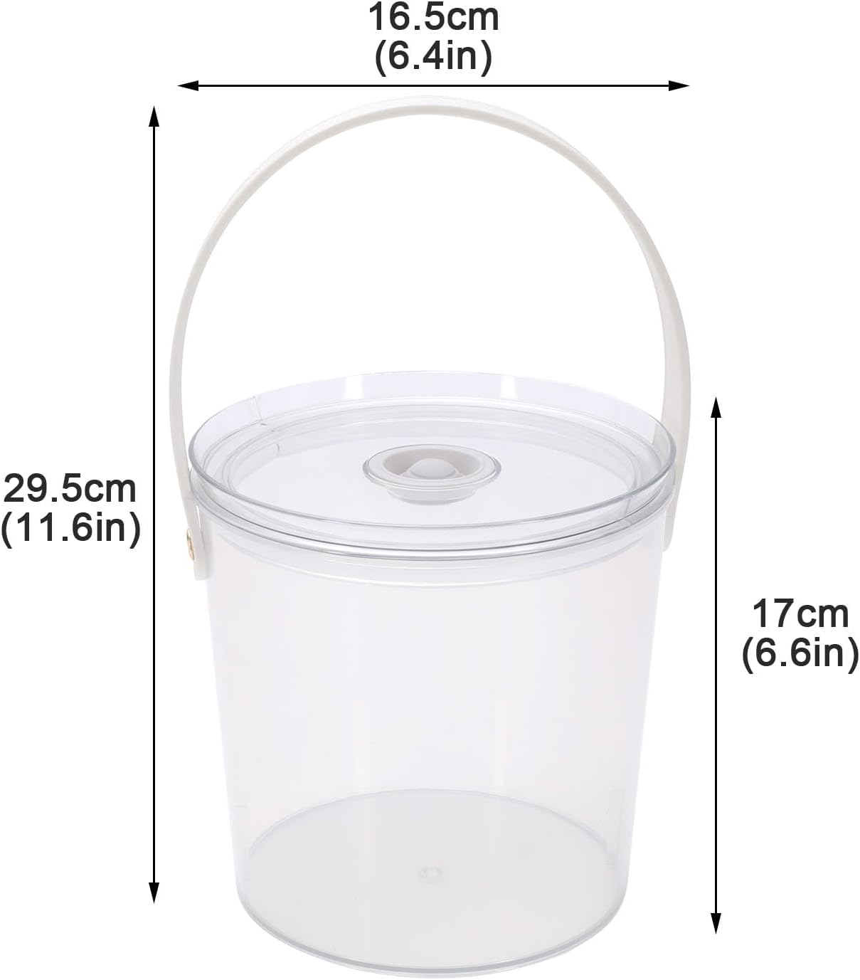 Ice Bucket with Airtight Lid, Champagne Bucket with Handle, Plastic Beverage Tub for Parties, Bar Cart Accessories for Wine, Drink, Beer Bottles, Clear
