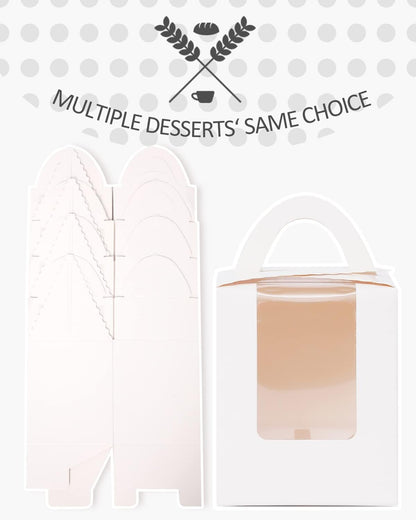 qiqee 60pcs Cupcake Boxes Individual Disposable White Single Box with Window 3.6 * 3.6 * 4.3inch Cupcake Containers/Holders