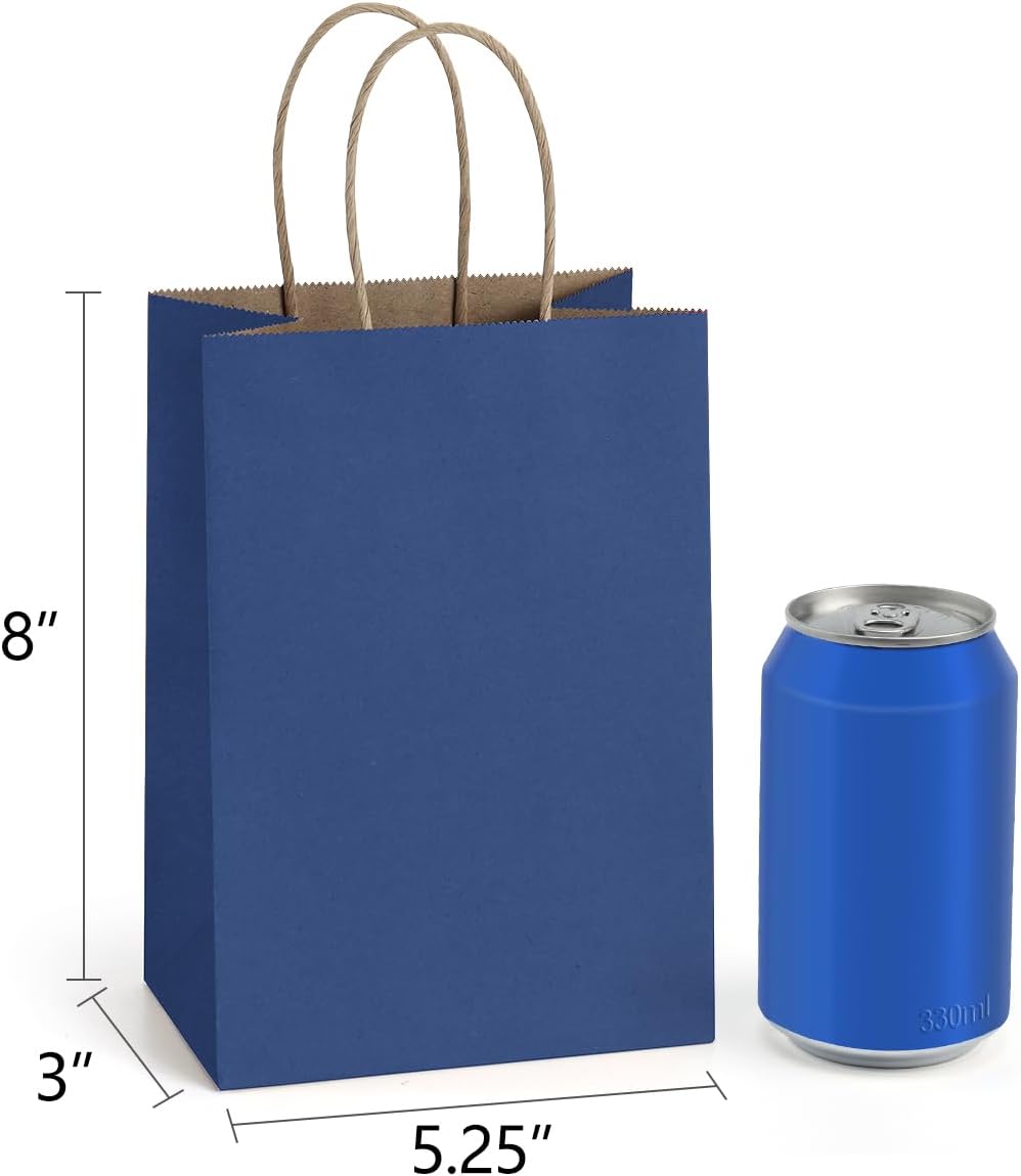 BagDream Kraft Paper Bags 25Pcs 5.25x3x8 Inches Small Paper Gift Bags with Handles Bulk for Party Favor, Retail, Merchandise, Black Gift Sacks