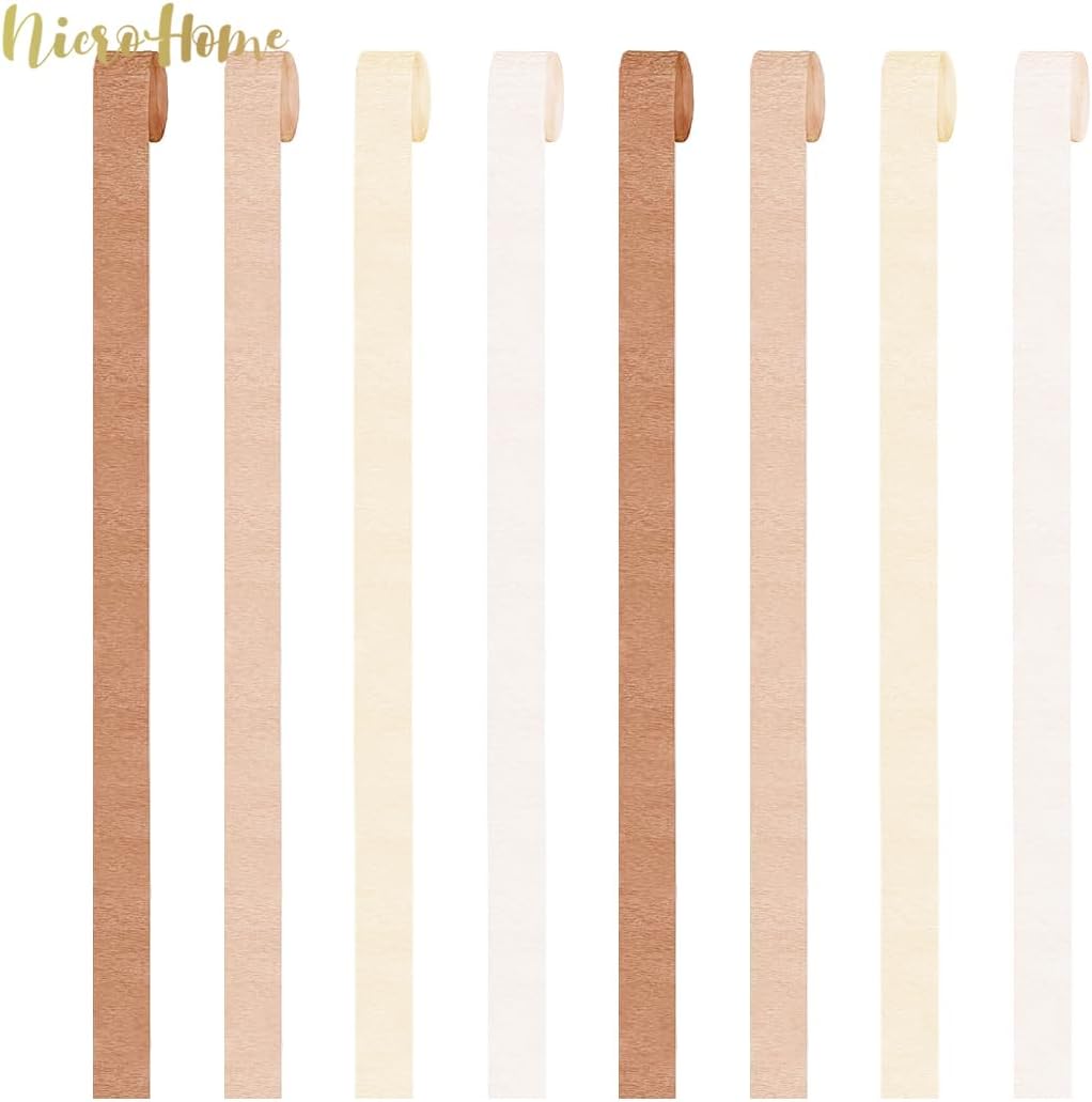 NICROHOME EUR Wedding Party Decorations, 8 Rolls Moss Sage Green Pink Crepe Paper Streamers for Boho Baby Shower, Wedding, Engagement Party, Spring Party, Birthday Party Supplies, 82 ft Long