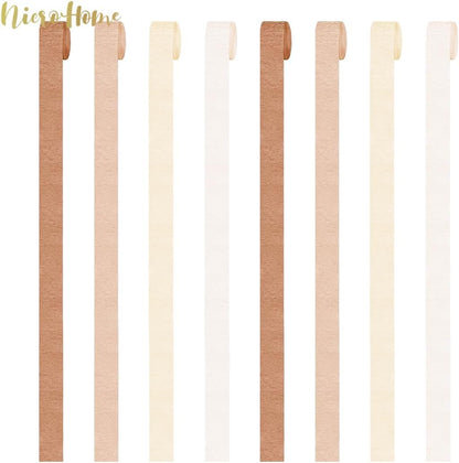 NICROHOME EUR Wedding Party Decorations, 8 Rolls Moss Sage Green Pink Crepe Paper Streamers for Boho Baby Shower, Wedding, Engagement Party, Spring Party, Birthday Party Supplies, 82 ft Long