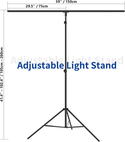 Neewer Photo Studio Backdrop Support System, 10ft/3m Wide 6.6ft/2m High Adjustable Background Stand with 4 Crossbars, 6 Backdrop Clamps, 2 Sandbags, and Carrying Bag for Portrait & Studio Photography