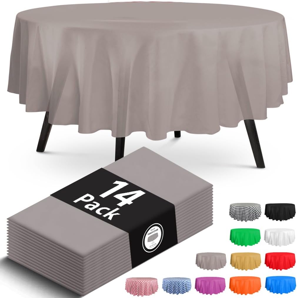 14 Pack Black 54 x 108 in. Rectangle Disposable Plastic Tablecloths - Smooth Decorative Covers for Parties, Weddings