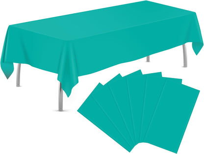 tujol Royal Blue 6 Pack Plastic Table Cloth 54" x 108", Disposable Tablecloths Rectangle Table Cover, Plastic Tablecloths for Parties