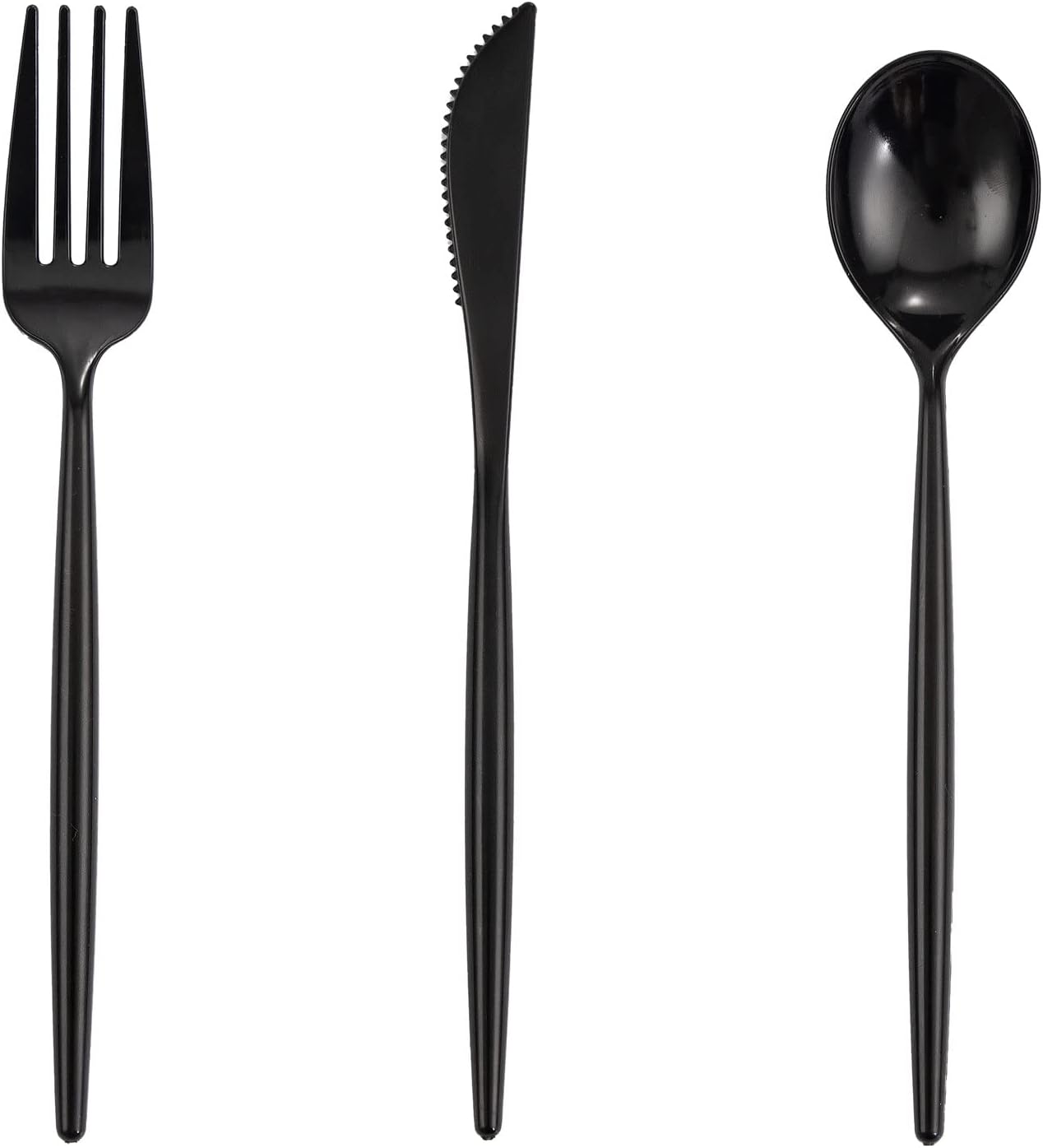 Supernal 180pcs Black Plastic Silverware Set - Heavy Duty Disposable Utensils (60 Forks, 60 Knives, 60 Spoons) - Elegant Black Cutlery for Parties, Weddings & BBQ