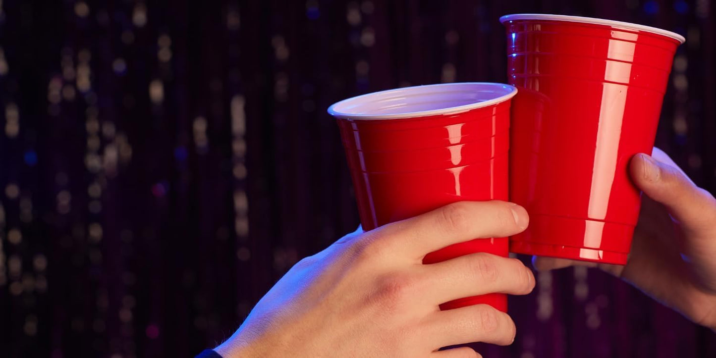 DecorRack 20 Party Cups 12 oz Disposable Plastic Cups for Birthday Party Bachelorette Camping Indoor Outdoor Events Beverage Drinking Cups (Black, 20)