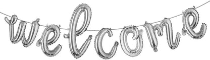 16 inch multicolor Welcome Balloon Banner Balloons Foil Letter Balloon Anniversary Celebration Party Decorations (L WELCOME GOLD)