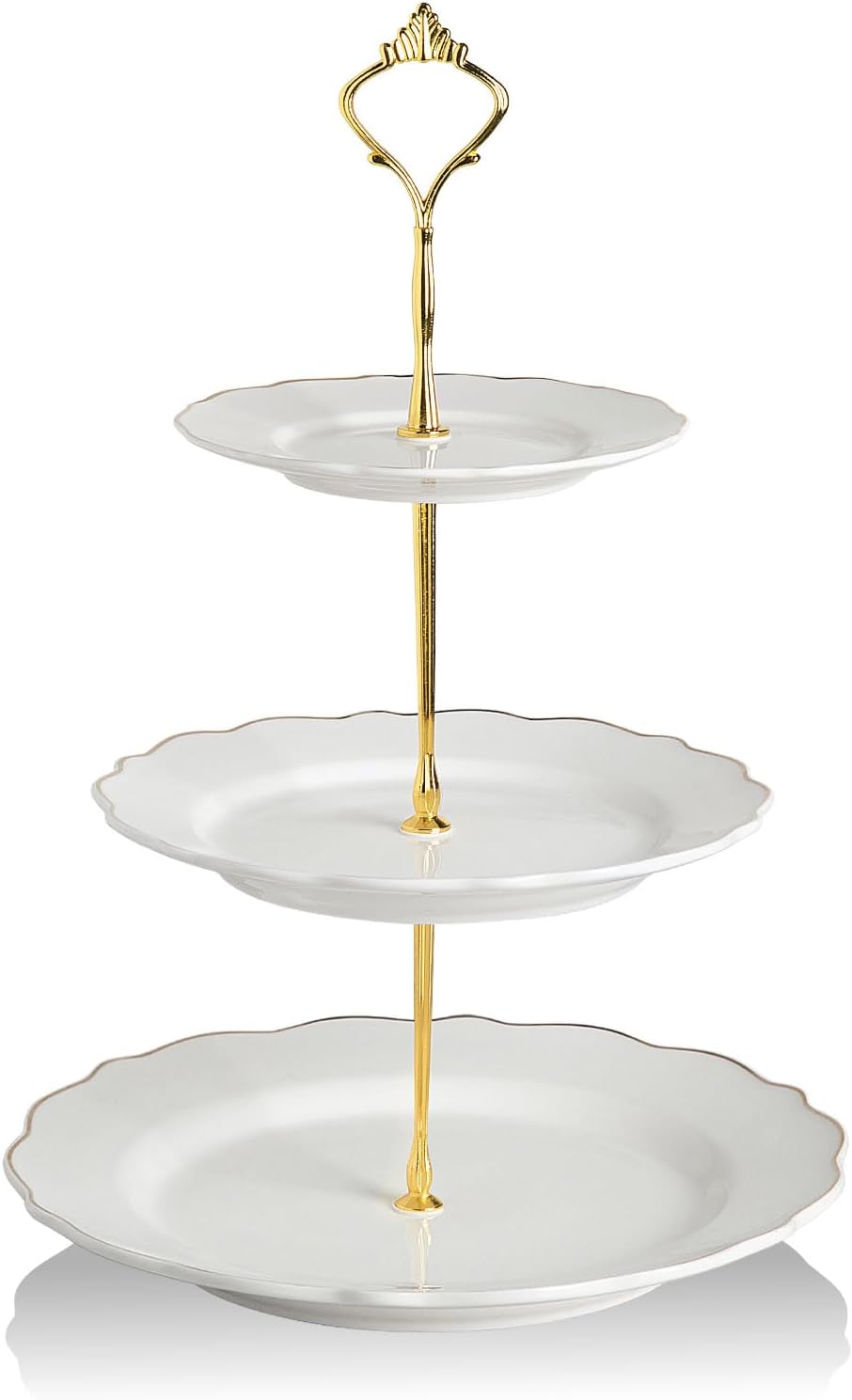 Sweejar 3 Tier Ceramic Cake Stand Wedding, Dessert Cupcake Stand for Tea Party Serving Platter (White)